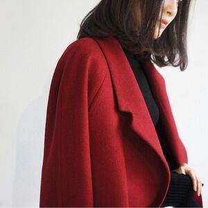 Elegant Red Wine Women's Cocoon Coat